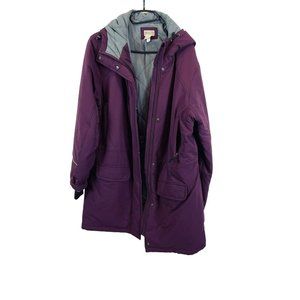 Duluth Trading Thinsulate Windbreaker Zip Long Jacket Hooded Zip Snap Purple XL